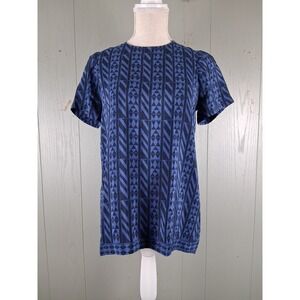 Madewell‎ Shirt Womens XS Silk Geo Print Short Sleeve Tunic Top Career Office
